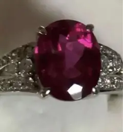 Pt900 超大粒2.38ctルベライト&ダイヤモンドリング 13号 美品