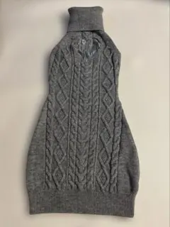 ROMWE グレー ノースリーブ タートルネック ニットミニワンピース