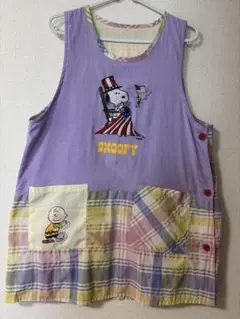 SNOOPY エプロン M-Lサイズ パステルカラー チェック柄のサムネイル
