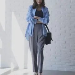 イージーケア刺繍シャツ　サックスブルー　regular