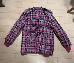 HONEY LINK ピンク チェック 中綿コート ダッフルコート風 150㎝