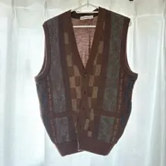 ブラウン チェック柄 ベスト