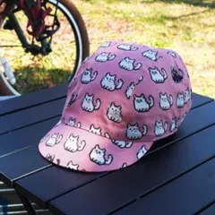 【ハンドメイド】ピクセルキャットなサイクルキャップ（ピンク）