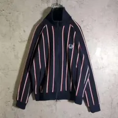 FRED PERRY ストライプ トラックジャケット 紺 日本製 ヒットユニオン