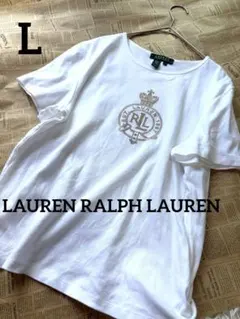 ローレンラルフローレン/ビーズロゴTシャツ　L 綿　男女兼用のサムネイル