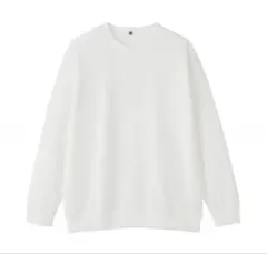 新品未使用　無印良品　乾きやすいワッフルクルーネック長袖Ｔシャツ 紳士L・オフ白