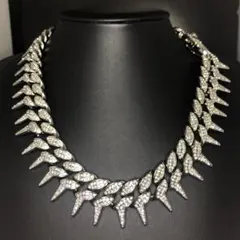 喜平 ネックレス マイアミ スパイク コーン キューバン シルバー ホワイト