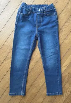 美品 GU キッズ ストレッチ ストレート デニム パンツ 120 ウエストゴム