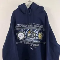 USA古着 00s y2k リーボック Reebok NHL パーカー ネイビー