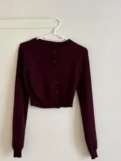 ショート丈ニットカーディガン ボルドー