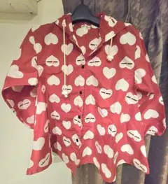 ハート柄♥ キッズレインコート フード付き