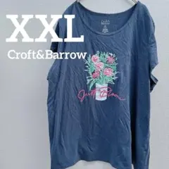 ⭐️345 Croft&Barrow 半袖 Tシャツ 花柄 ネイビー XXL