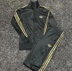 adidas ジャージ トラックジャケット 黒 金 セットアップ