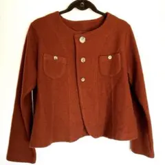 オレンジブラウン系ノーカラーのジャケット