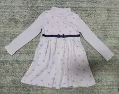 【メゾピアノ】薄紫色 花柄　プリント 長袖ワンピース　110