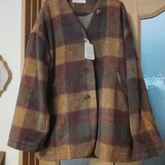 チェック柄ウール混紡チェスターコート