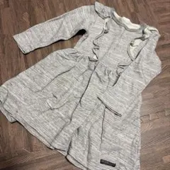 グレー フリル付き 長袖ワンピース 120