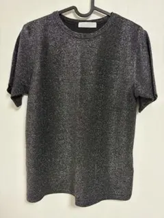 SENSE OF PLACE ラメ入りブラック半袖Tシャツ