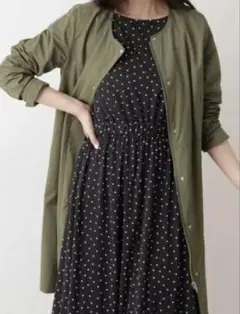 NATURAL BEAUTY BASIC 交織ツイルミリタリーコート　カーキ