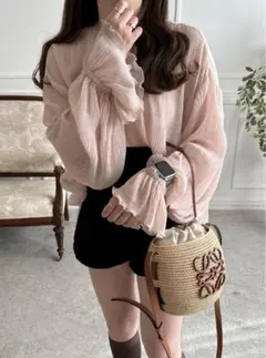 GRL グレイル 前後2Wayプリーツリボンカーディガン [pm682]