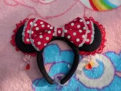 ディズニー　ミニーちゃん　 赤　ドット　リボン　イヤリング　フリル　カチューシャ