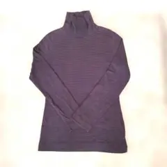 無印良品 タートルネックシャツ L ストライプ