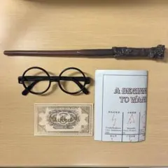 ハリーポッター　杖、メガネ　コスプレ／仮装用小道具　（おまけ付き）