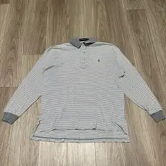 ポロゴルフ ポロシャツ 長袖 L カジュアル ボーダー 日本製 普段着 綿