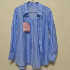 【新品】MUMU & Co. ストライプ柄 長袖シャツ ブルーのサムネイル