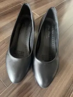 受験用ブラックポインテッドトゥパンプス 中ヒール