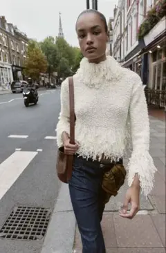 ZARA フリンジニットセーター
