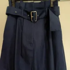 ネイビー ベルト付き ロングスカート