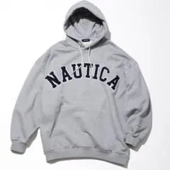 NAUTICA Arch Logo Sweat Hoodie グレー　L.