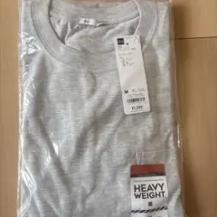 GU ヘビーウェイトクルーネック Tシャツ 長袖M ライトグレー