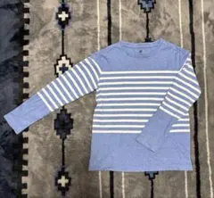 ユニクロ　ボーダー 長袖Tシャツ ロンT ブルー×ホワイト　130センチ