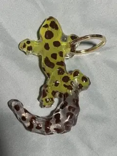 ハンドメイドレジン製レオパードゲッコーキーホルダー