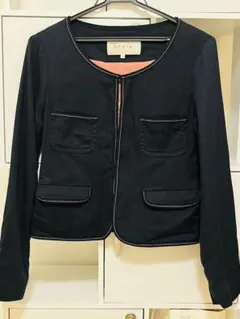 ネイビー　ステッチ　ジャケット