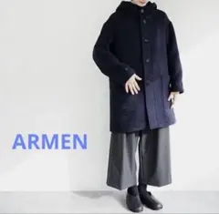 ARMEN（アーメン）ダブルフェイスフードコート　ブラウン　サイズ0(M〜L)