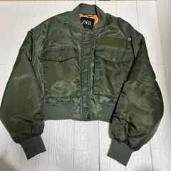 ZARA オリーブグリーン MA-1ジャケットクロップド丈