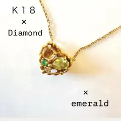 大特価k18 大粒エメラルド1.33ctダイヤモンド スルーネックレス - メルカリ