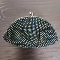 クレセント型コインケース 　編み目 ビーズ　昭和レトロ