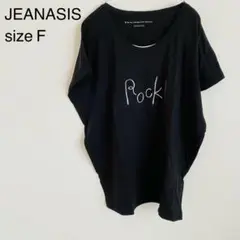 JEANASIS ジーナシス　Tシャツ フレンチスリーブ 英字ロゴ 半袖　黒