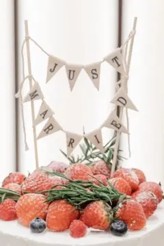 【美品】ケーキトッパー　ウェディング　JUST MARRIED 結婚式　披露宴