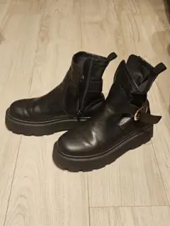 ZARA ザラ　ショートブーツ　黒 レザー 厚底 34 (21.5cm)
