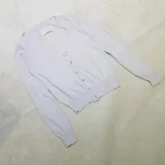 カーディガン 羽織 Uネック 無地 長袖 ボタン オフィスカジュアル ホワイト