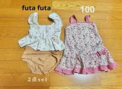 花柄ワンピース水着 2点セット 100cm 女の子