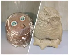 ホワイトハウライトのフクロウ 置物 2個セット - メルカリ