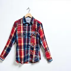 Desigual デシグアル　メンズ カラフル チェック　長袖シャツ　M 美品