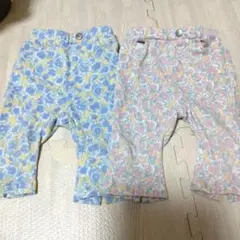 petit main 花柄ボトムス 90サイズ　2枚セット　ピンク　青