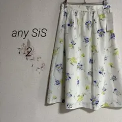1113【エニィスィス】美品　タグ付き　花柄フレアスカート ギンガムチェック　2のサムネイル